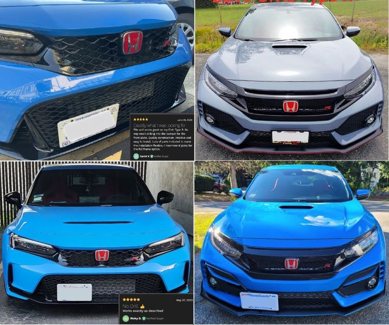 Sly Bracket for Honda Civic, TYPE-R with mesh-style lower grille.