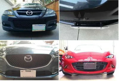 Front license plate bracket for MAZDA 5 MAZDA 6 MAZDA CX-5 RX7 MIATA CX-5 MX-5 no holes no drill mount relocator.