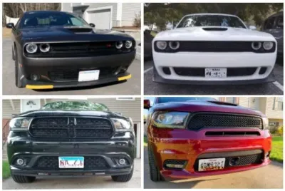 no drill license front plate frame holder mount bracket relocator DODGE CHARGER CHALLENGER DART JOURNEY DURANGO CARAVAN 