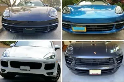 No drill front license plate bracket for Porsche 911 TURBO 991.2 CAYENNE MACAN PANAMERA grille mount relocator frame holder