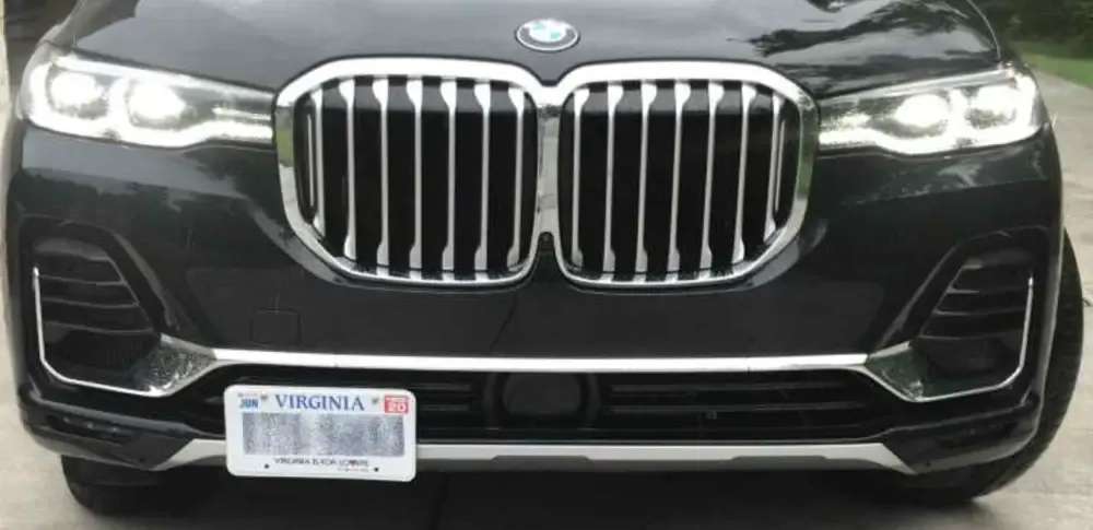 No holes, no drill front license plate holder mount relocator for BMW x1, X4, X5 X6, X7230i, 240i, 320i, 330i 340i, 430, 440i