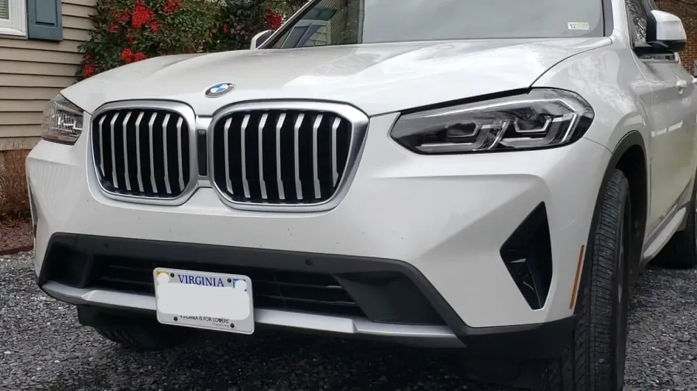 No holes, no drill front license plate holder mount relocator for BMW x1, X4, X5 X6, X7230i, 240i, 320i, 330i 340i, 430, 440i