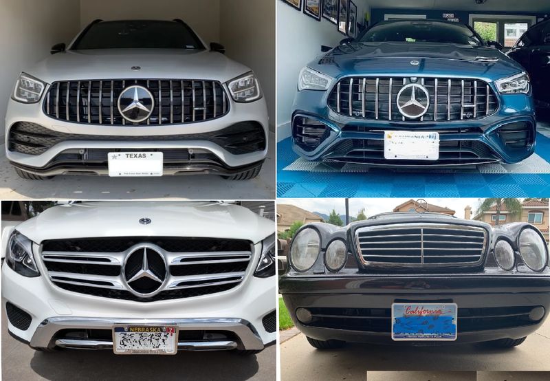 Sly Bracket fits Mercedes-Benz models with horizontal or vertical slats lower grille. True no drill front license plate bracket for MERCEDES no holes grille mount frame relocator