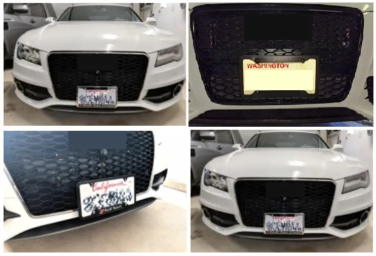 Audi models compatible True no-drill no-holes front license plate bracket holder mount frame relocator 