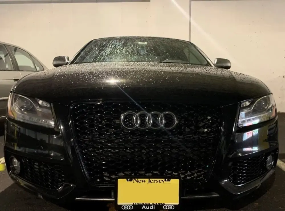 Audi models compatible True no-drill no-holes front license plate bracket holder mount frame relocator 