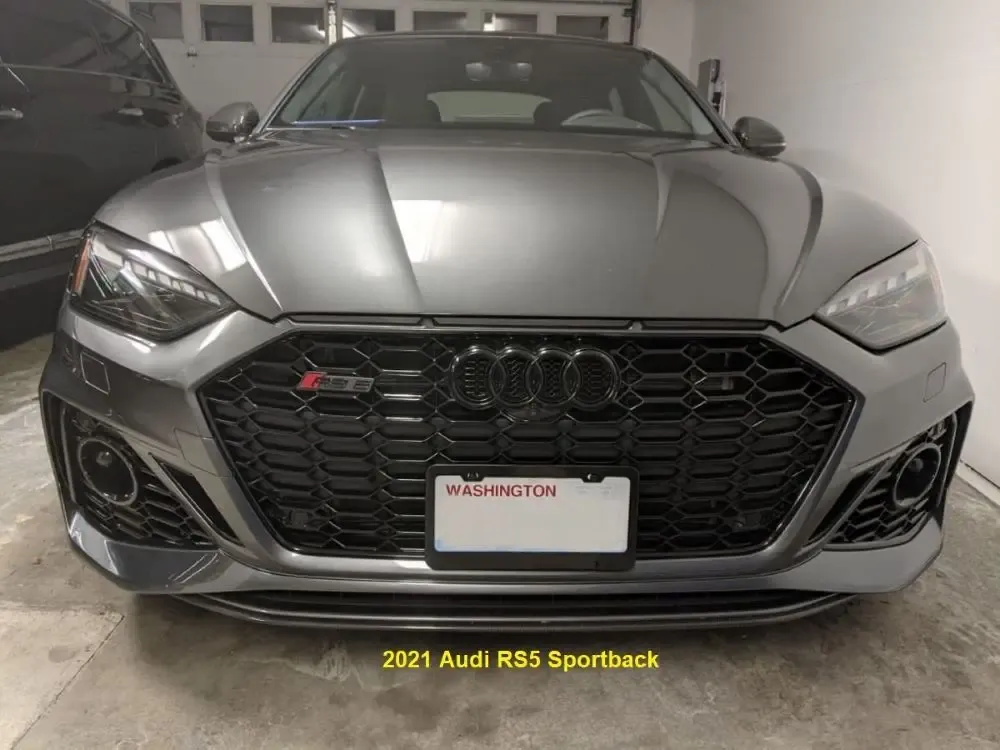 Audi models compatible True no-drill no-holes front license plate bracket holder mount frame relocator 