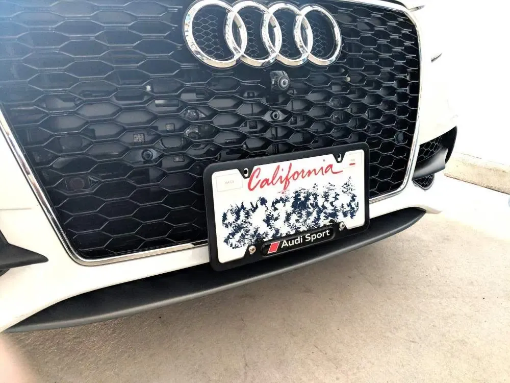 Audi models compatible True no-drill no-holes front license plate bracket holder mount frame relocator 