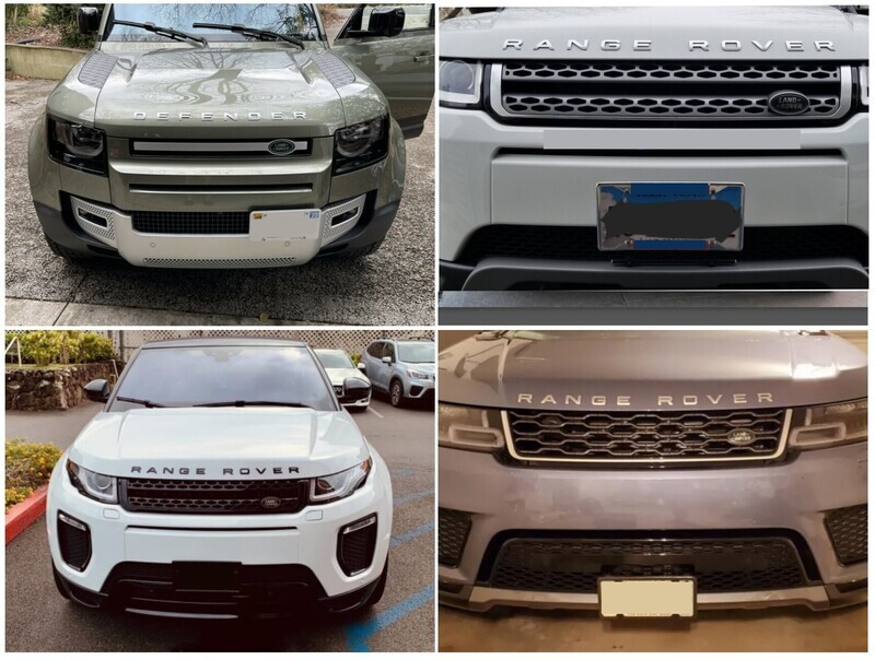 No drill no holes license plate bracket holder mount frame relocator for Land Rover Velar, Range Rover, Defender