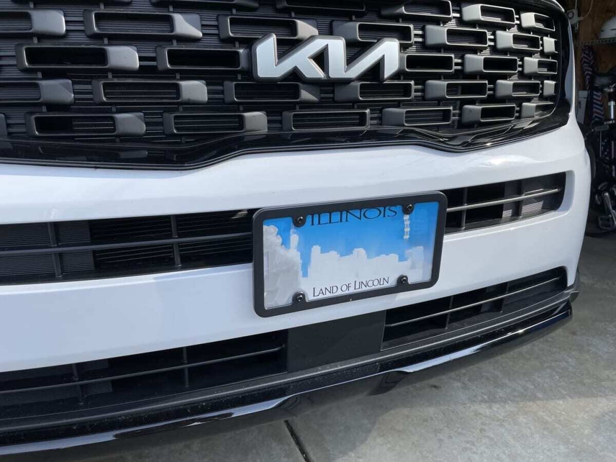 True no drill no holes license plate bracket for 2020-2022 Kia Telluride no holes frame locator grille mount