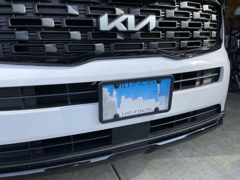 True no drill no holes license plate bracket for 2020-2022 Kia Telluride no holes frame locator grille mount