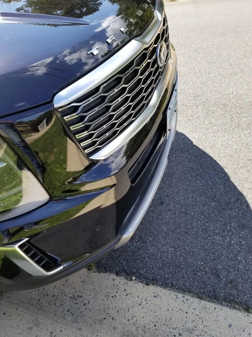 True no drill no holes license plate bracket for 2020-2022 Kia Telluride no holes frame locator grille mount