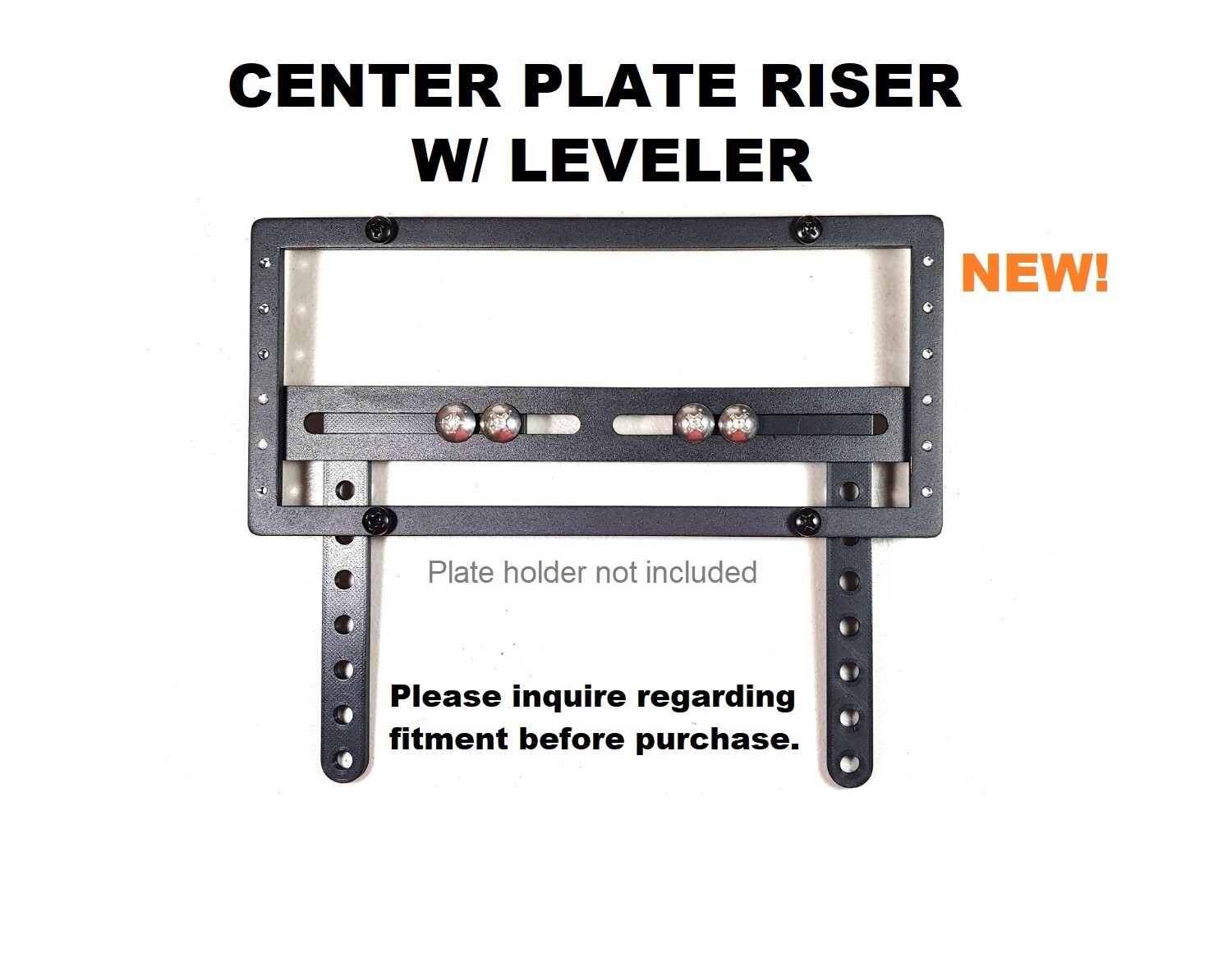 CENTER PLATE RISER with LEVELER- License Plate Riser For Lower Grilles with Center Parking Sensor or Drive Assist (ADD-TO-ORDER)