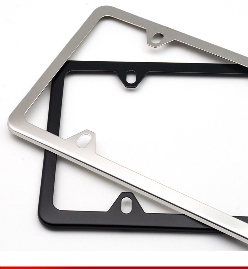 License Plate Frame Black Stainless Steel 4 Holes