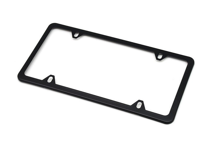 License Plate Frame Black Stainless Steel 4 Holes