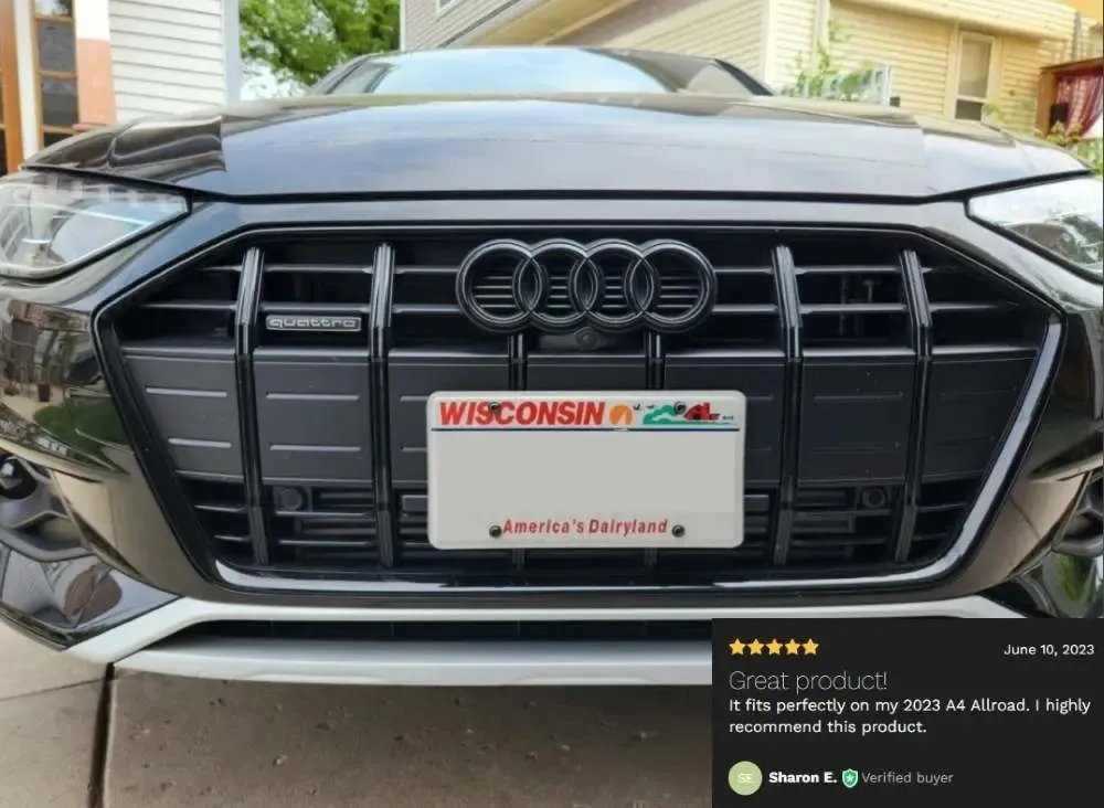 True no-drill front license plate holder mount relocator for Audi A4, A5 A6, S4, S5, S6 Sportback Allroad 