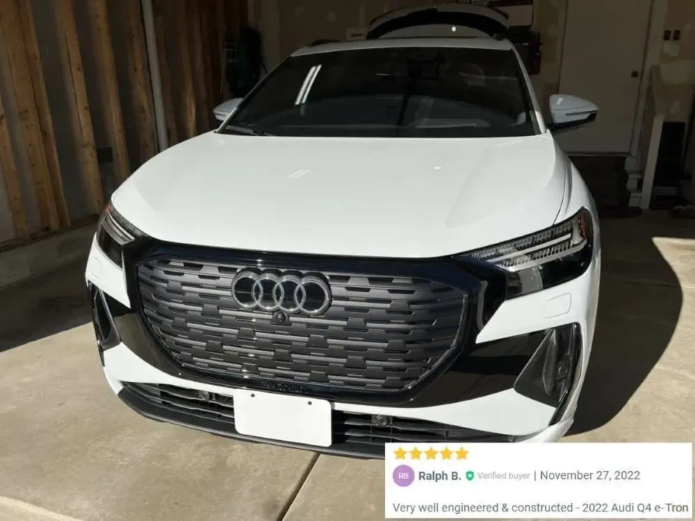 2022-2025 Audi Q4 E-tron compatible True no-drill no-holes front license plate bracket holder mount frame relocator