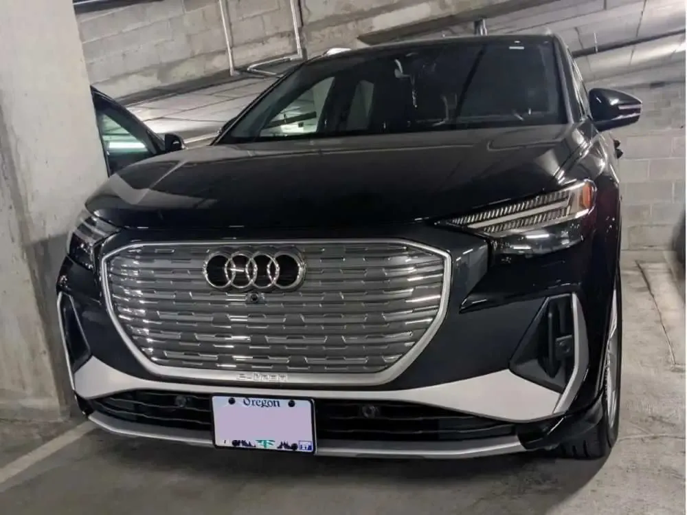 2022-2025 Audi Q4 E-tron compatible True no-drill no-holes front license plate bracket holder mount frame relocator