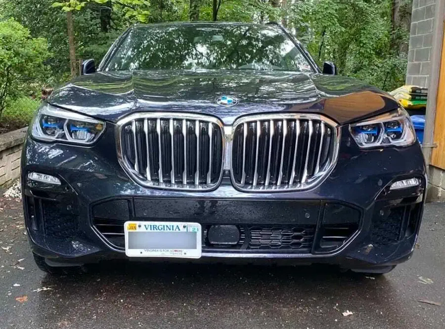 bmw x5 no drill no holes front license plate holder bracket munt frame relocator