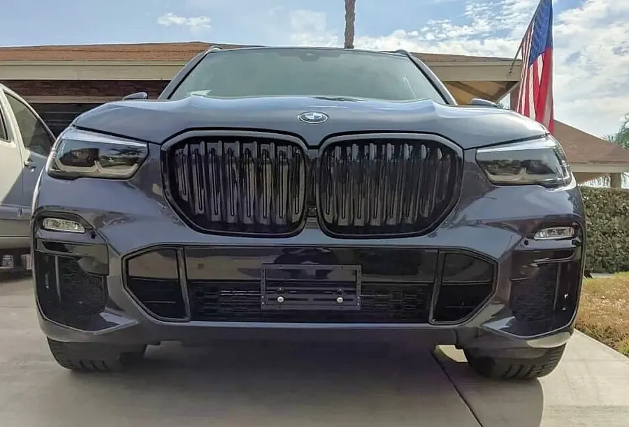 bmw x5 no drill no holes front license plate holder bracket munt frame relocator center