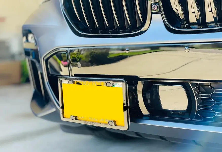 bmw x5 no drill no holes front license plate holder bracket munt frame relocator