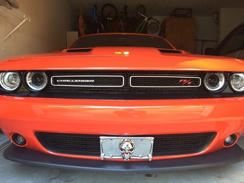 Sly Bracket for Dodge Challenger with mesh-style lower grille.