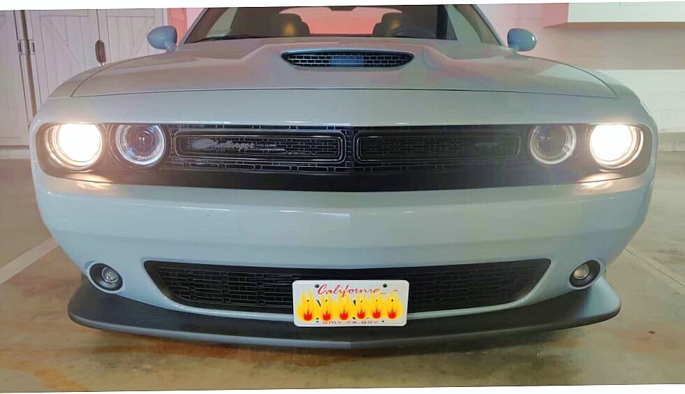 Sly Bracket for Dodge Challenger with mesh-style lower grille.