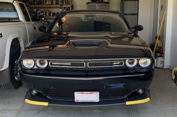 Sly Bracket for Dodge Challenger with mesh-style lower grille.