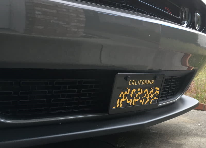 Sly Bracket for Dodge Challenger with mesh-style lower grille.