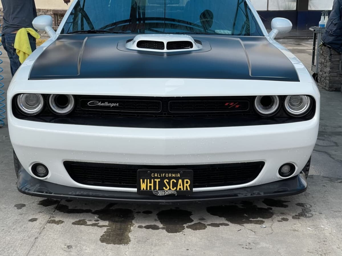 Sly Bracket for Dodge Challenger with mesh-style lower grille.