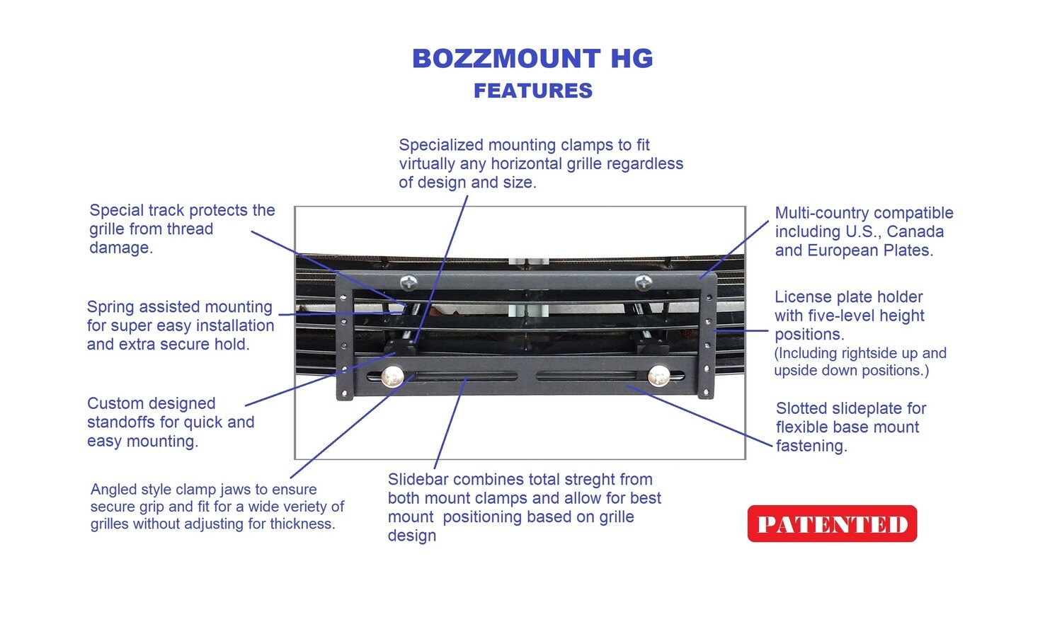 Sly Bracket fits Volvo XC60 with horizontal slats lower grille.