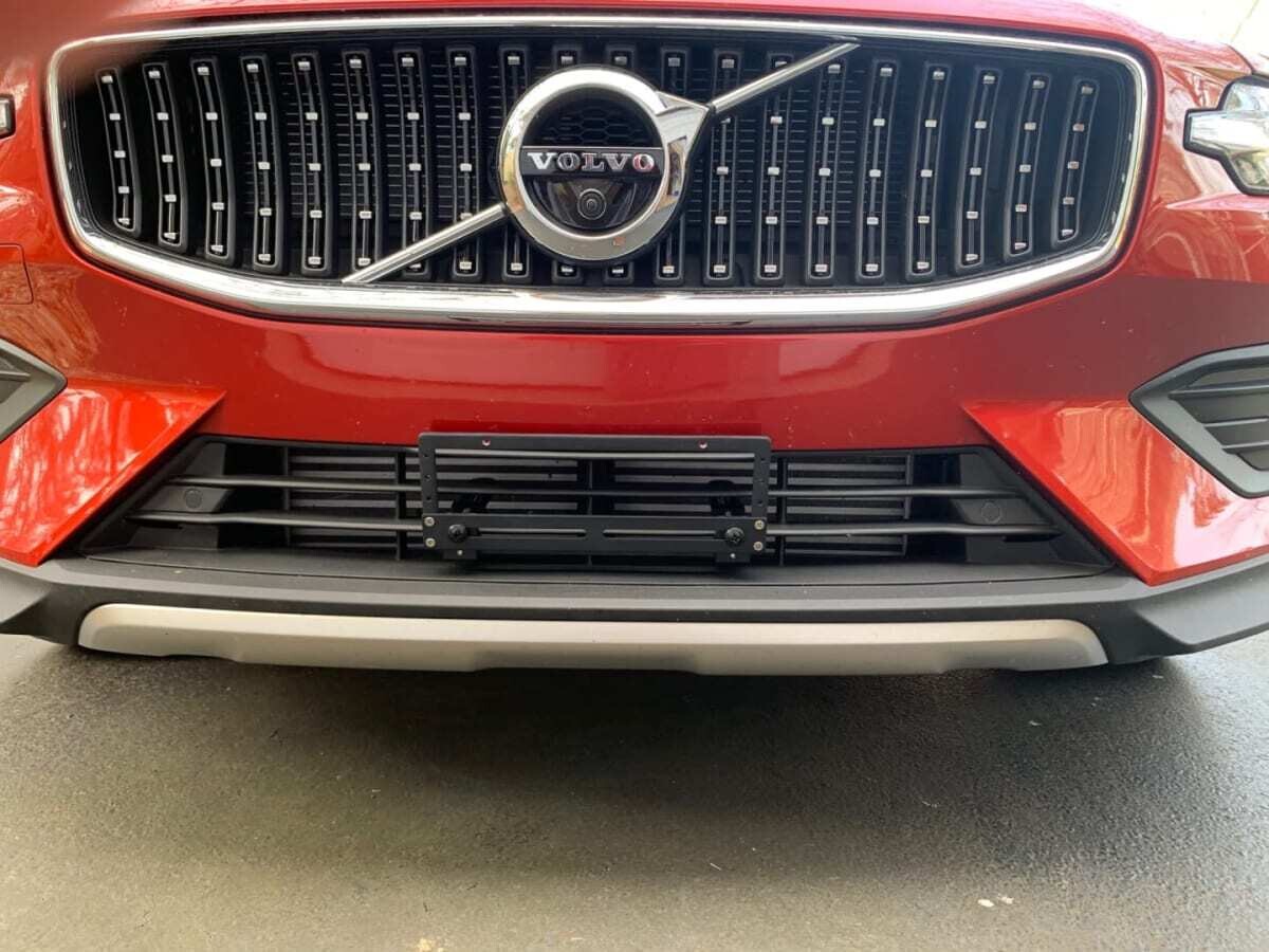 True no drill front license plate bracket for VOLVO V60 no holes grille mount frame relocator