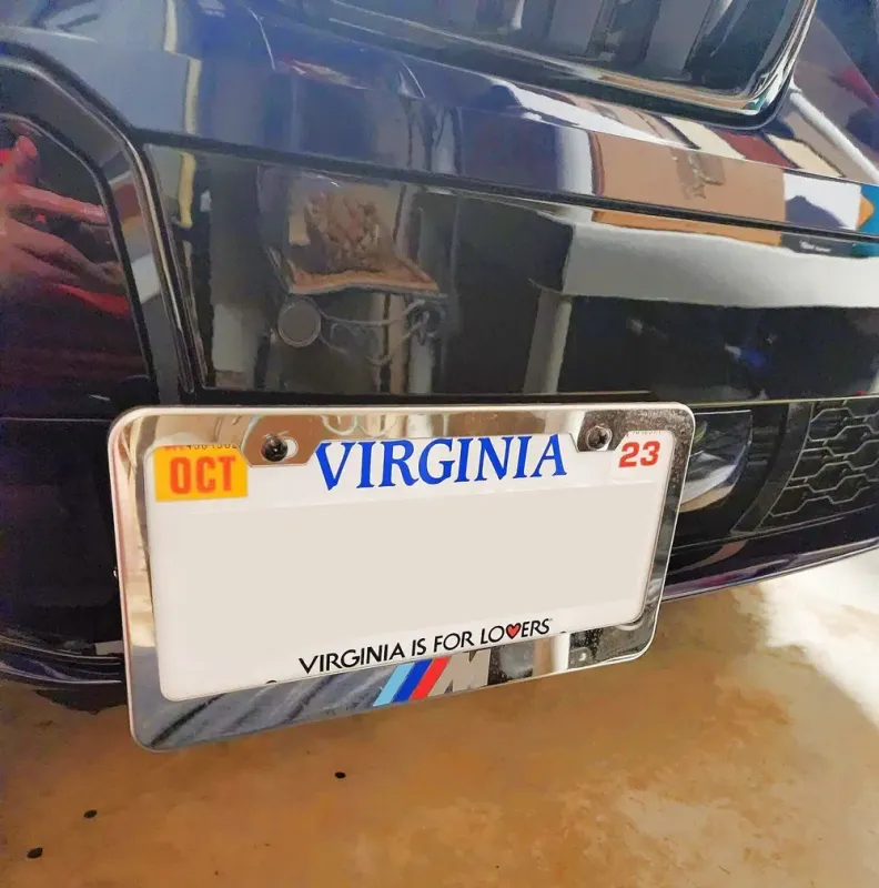 True no drill license plate bracket for BMW X6.  No drill No holes license plate holder mount bracket relocator.