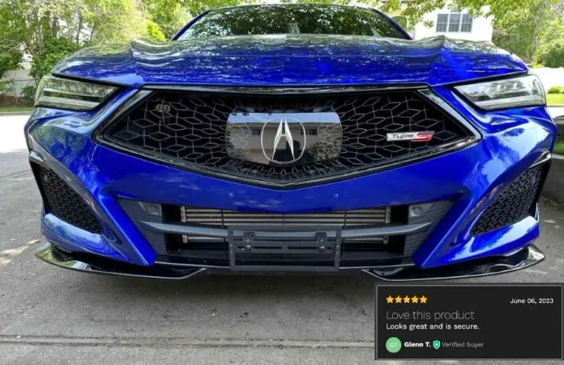 True no drill no holes front license plate bracket compatible with Acura TLX Type S mount frame relocator 