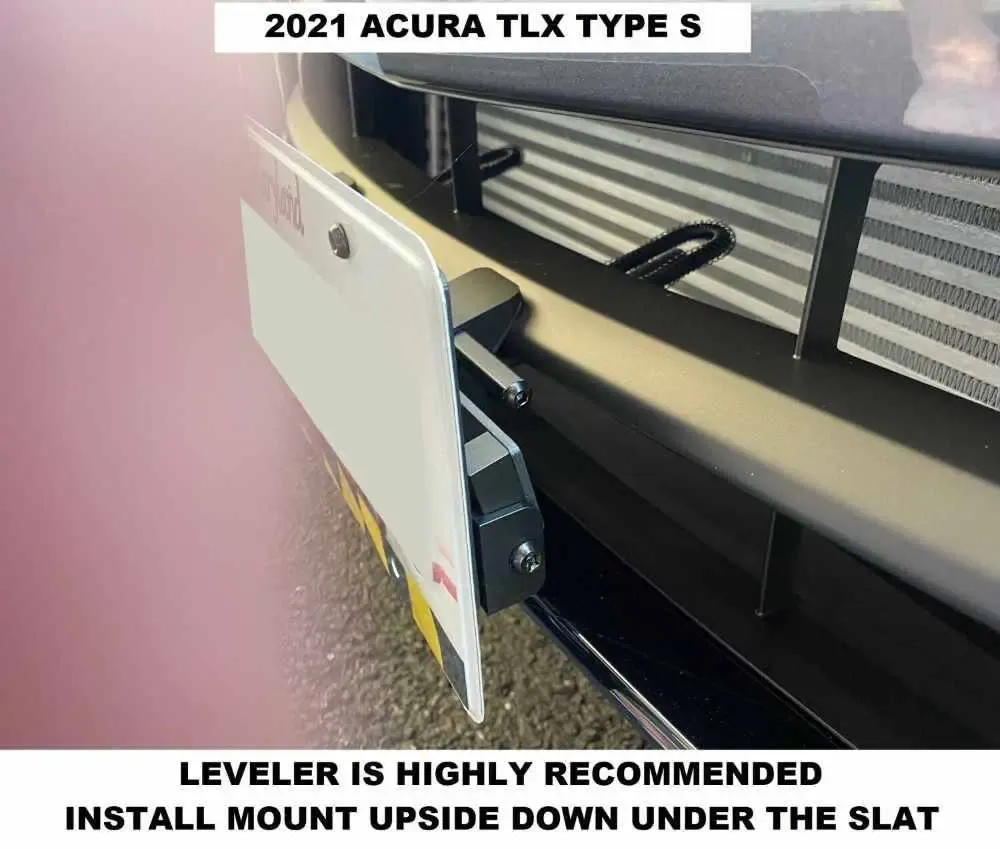 True no drill no holes front license plate bracket compatible with Acura TLX Type S mount frame relocator 