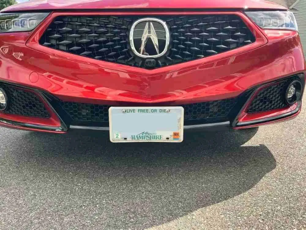 Acura TLX no drill no holes license plate bracket frame holder mount relocator