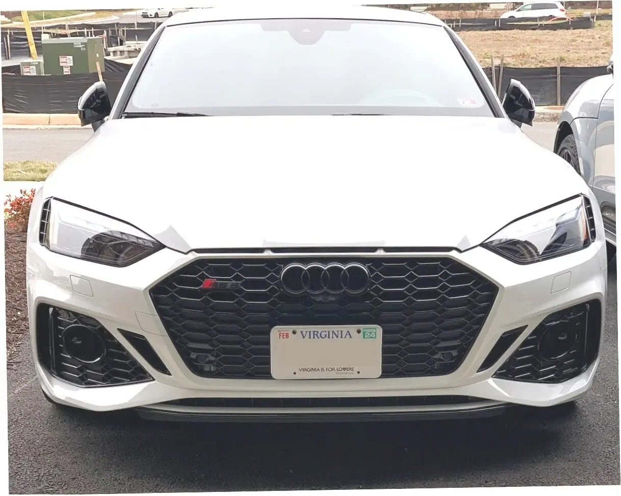 Audi RS5 compatible no-drill no-holes front license plate bracket holder mount relocator 