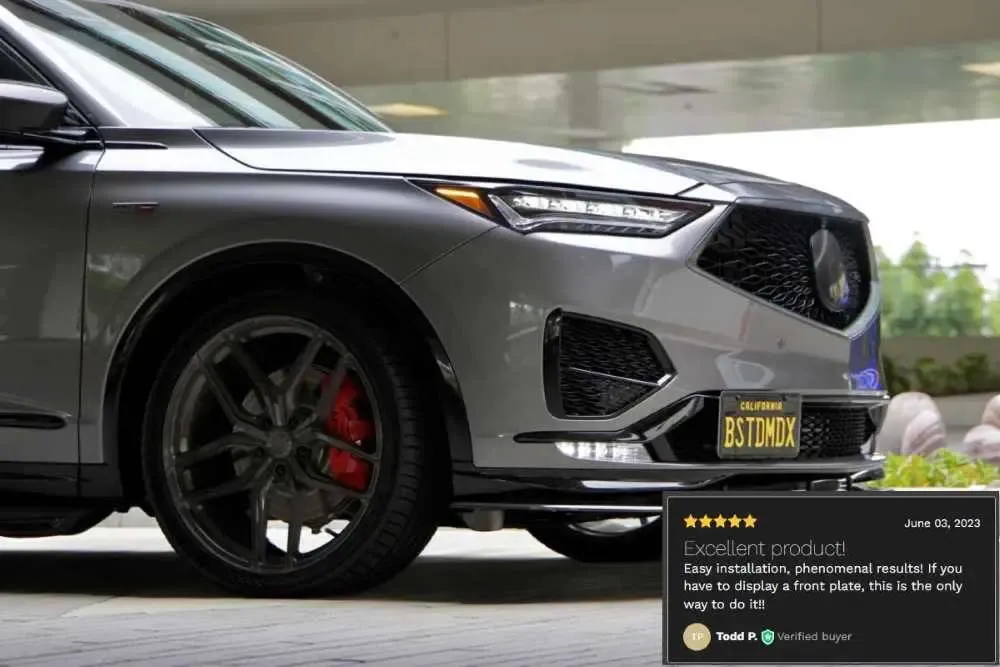 Acura RDX compatible true no drill front license plate bracket holder mount frame relocator 