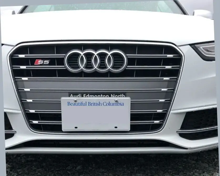 True no-drill no holes front license plate bracket for AUDI S5 grille mount holder frame relocator