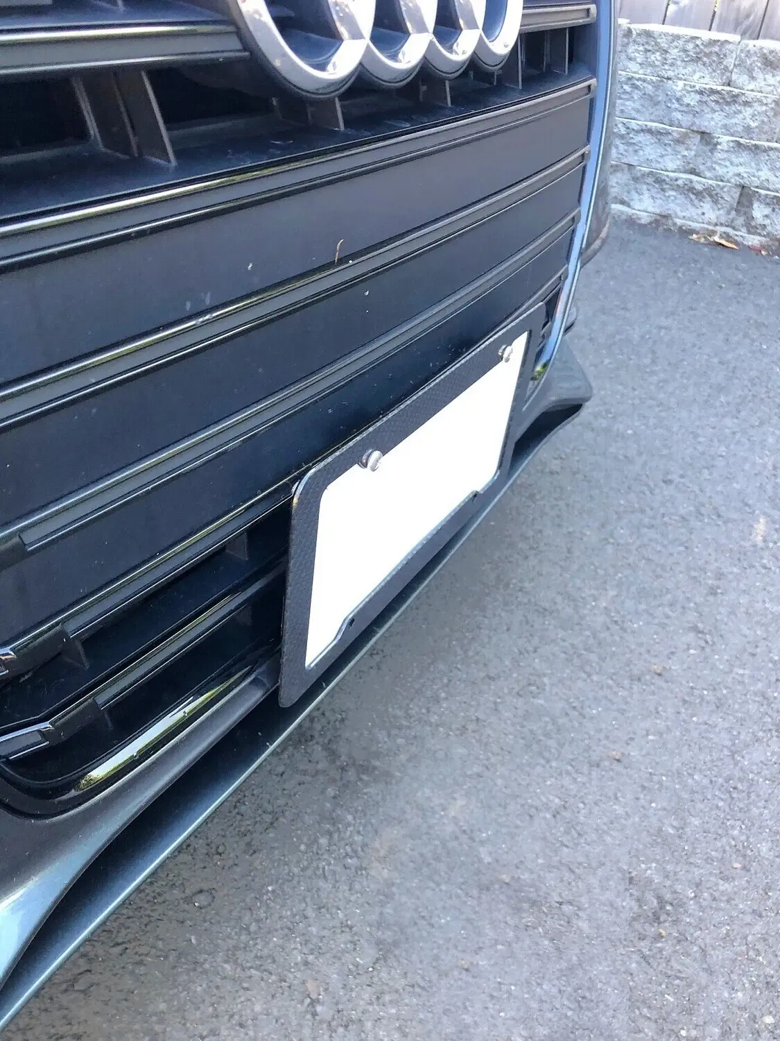 True no-drill no holes front license plate bracket for AUDI S5 grille mount holder frame relocator