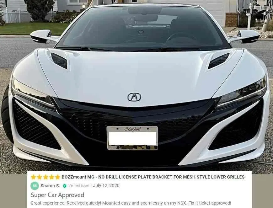 True no drill no holes front license plate bracket frame holder mount relocator fit Acura NSX
