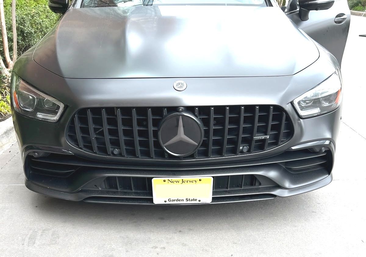 True no drill front license plate bracket for MERCEDES GT43, GT53 no holes grille mount frame relocator