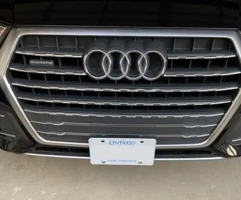 True no-drill license plate bracket for AUDI Q7 SQ7 no holes grille mount holder relocator