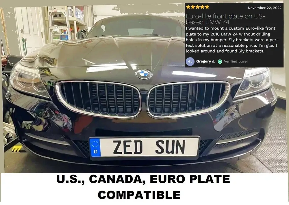 2009-2016 BMW Z4 no drill no holes front license plate holder mount frame relocator