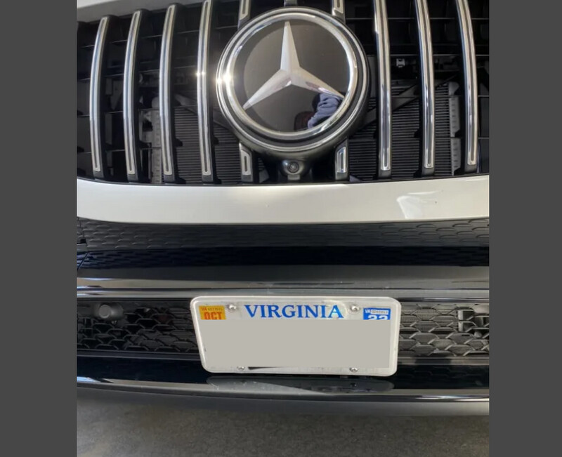 True no drill front license plate bracket for MERCEDES GLS 580, GLS 450, GLS 63 no holes grille mount frame relocator