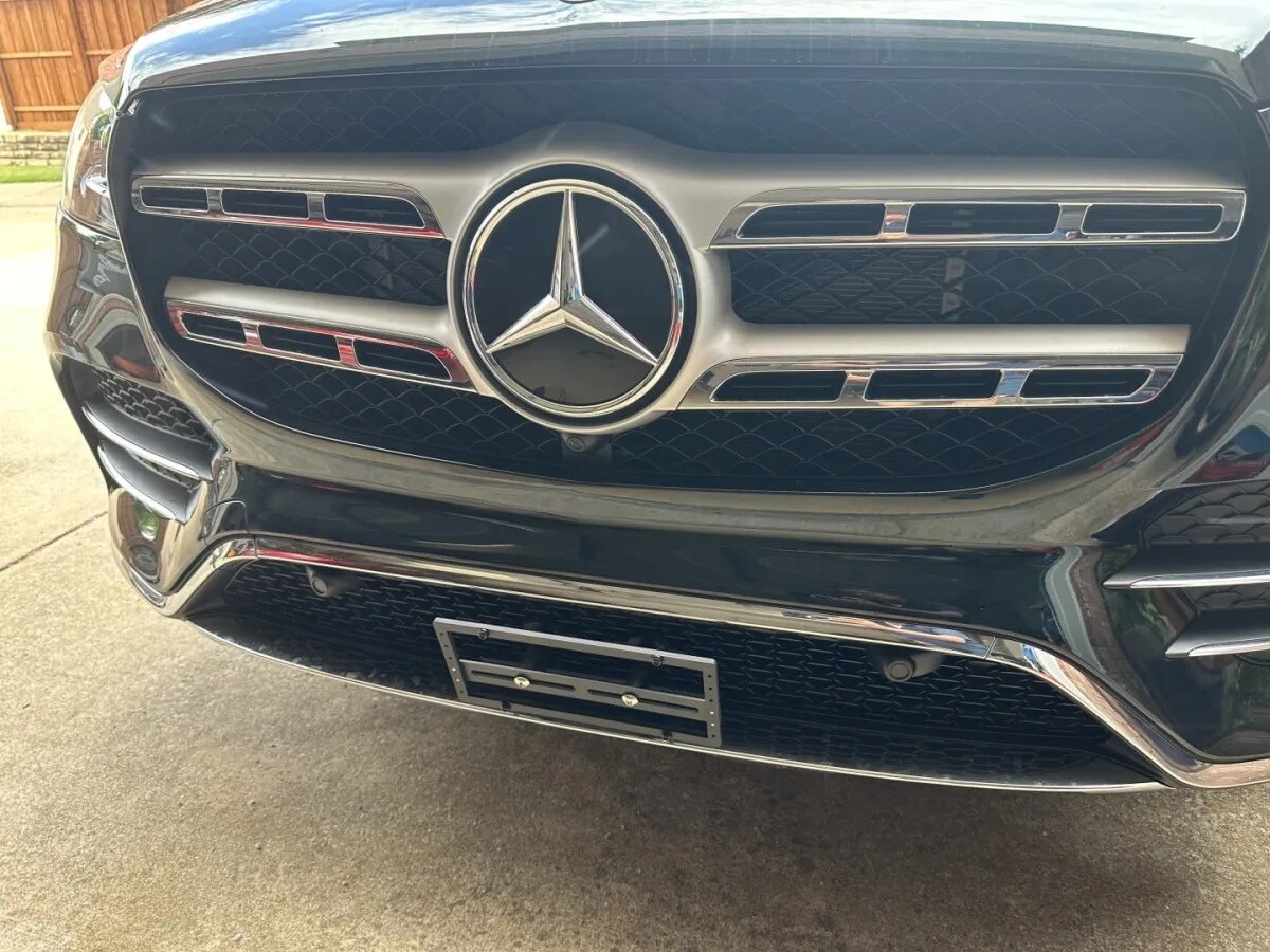 True no drill front license plate bracket for MERCEDES GLS 580, GLS 450, GLS 63 no holes grille mount frame relocator