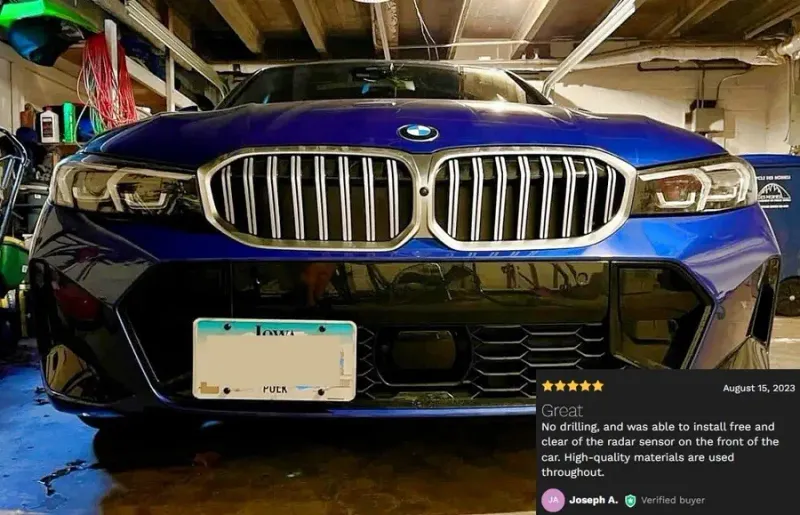 BMW 330i True no-drill no holes front license plate bracket frame holder mount relocator 