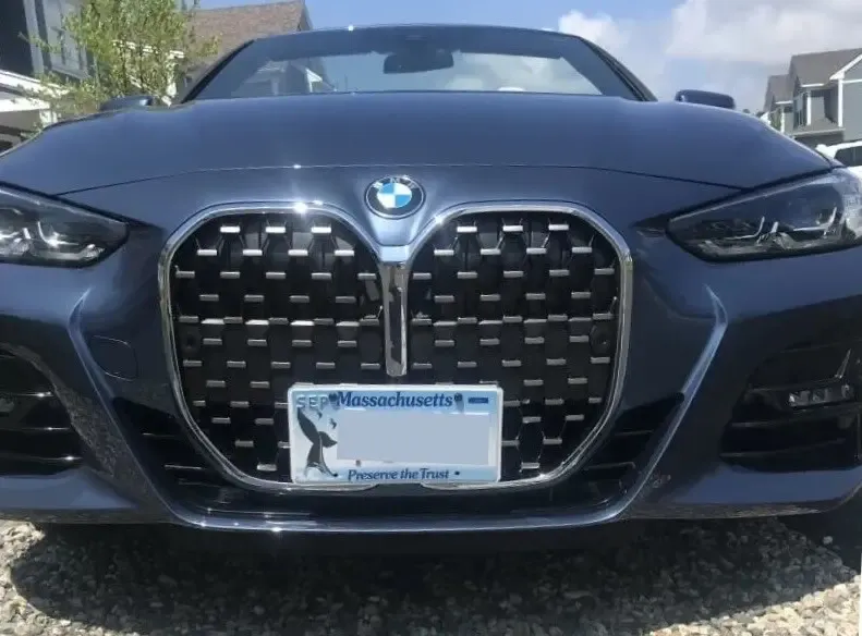 BMW 430i True no-drill no holes front license plate bracket frame holder mount relocator