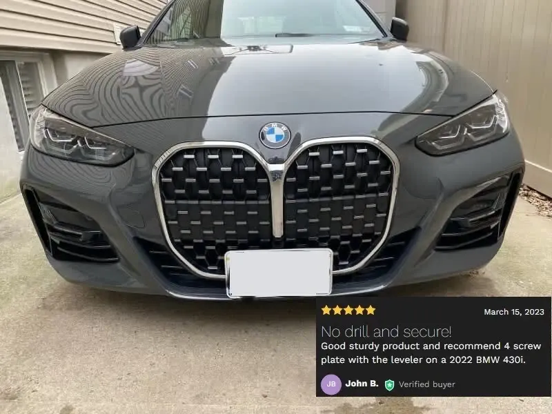 BMW 430i True no-drill no holes front license plate bracket frame holder mount relocator