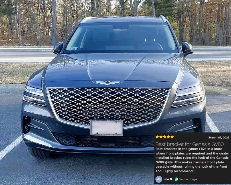 No drill license plate frame holder mount bracket relocator grille mount no holes for GENESIS GV80
