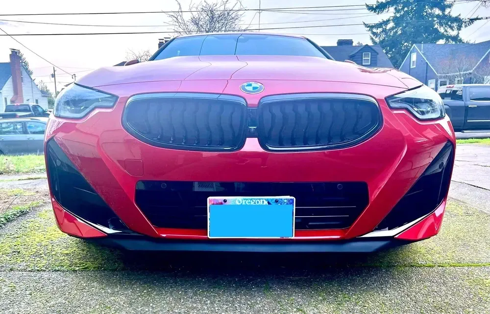 BMW m230i no drill no holes front license plate bracket holder mount frame relocator